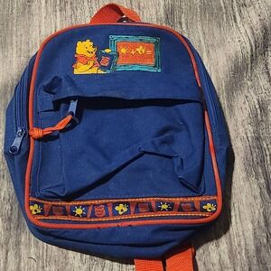Vintage Disney Winnie the‎ Pooh Mini Backpack Kid School Bag Blue Red